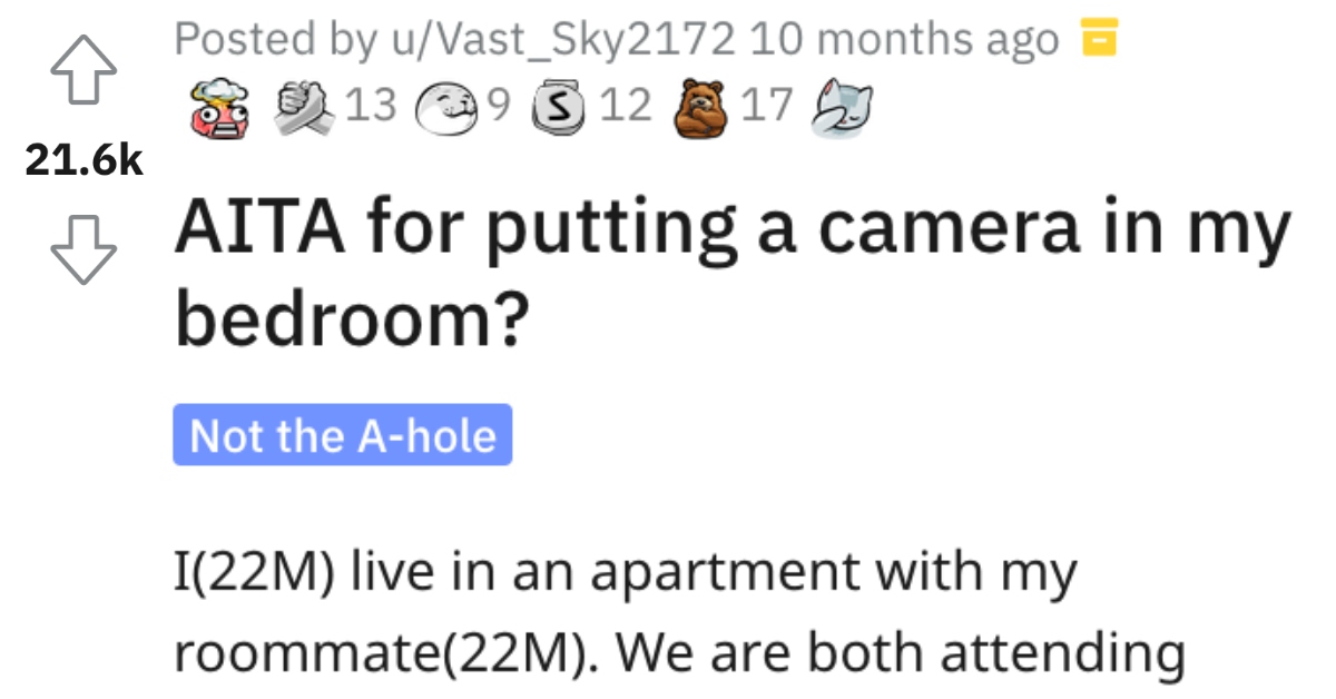 Guy Asks If He S Wrong For Putting A Camera In His Room Because Of His Roommate Twistedsifter