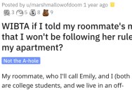 She Won’t Follow Her Roommate’s Mother’s Rules in Their Apartment. Is She Wrong?