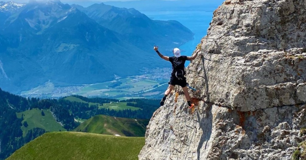 Watch This Man Climb a Vertical Cliff Path in the Swiss Alps
