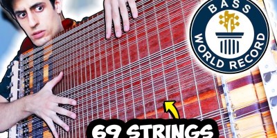 Musician Plays a Solo on a Bass With 69 Strings