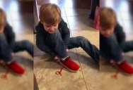 Kid Shows Off a Ingenuous New Way to Tie Shoes