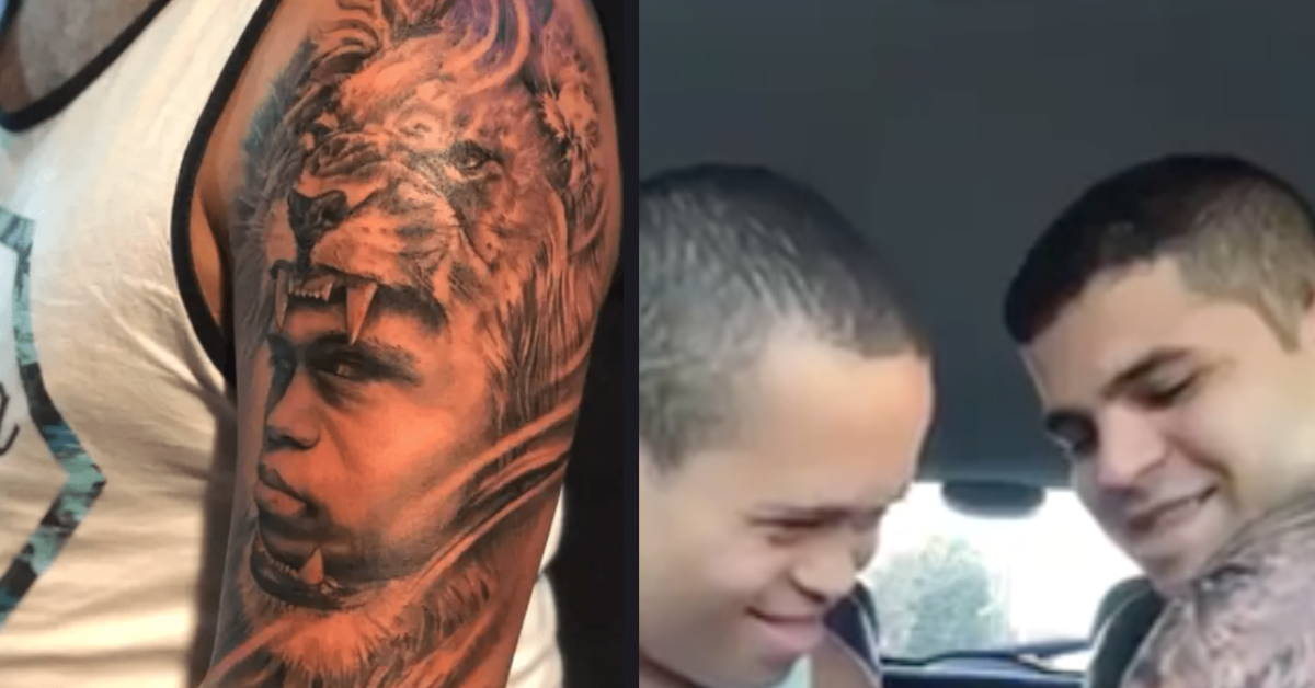 Heartwarming moment man gets tattoo of Down Syndrome brother's face - NZ  Herald