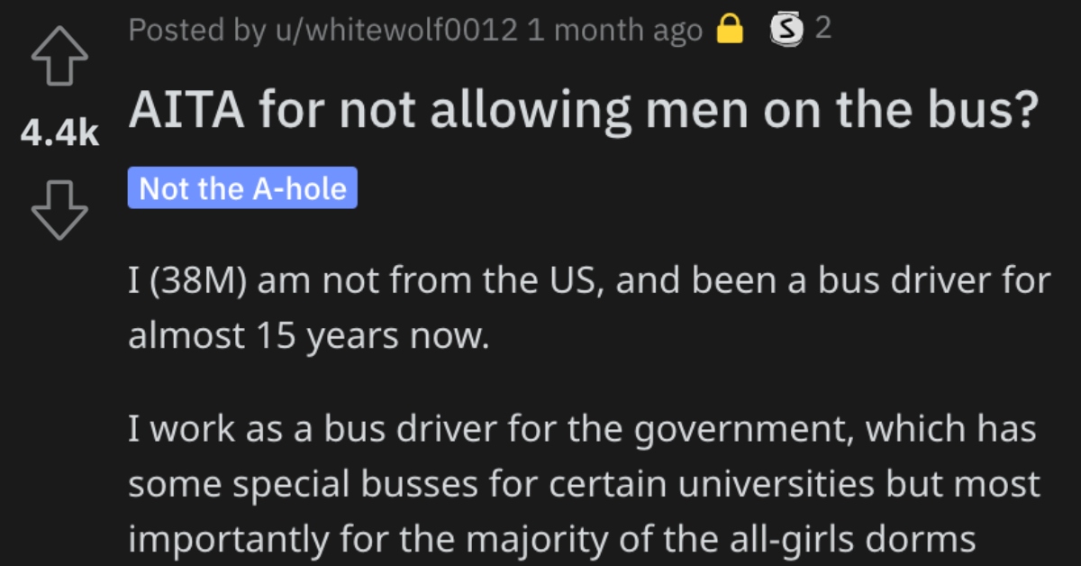 Bus Driver Won't Let Men Ride His Bus. Is He Wrong?