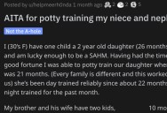 She Potty Trained Her Niece and Nephew. Is She Wrong?