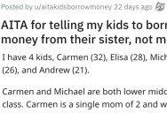 Is This Dad Wrong for Telling His Kids to Borrow Money From Their Sister Instead of From Him? People Responded.