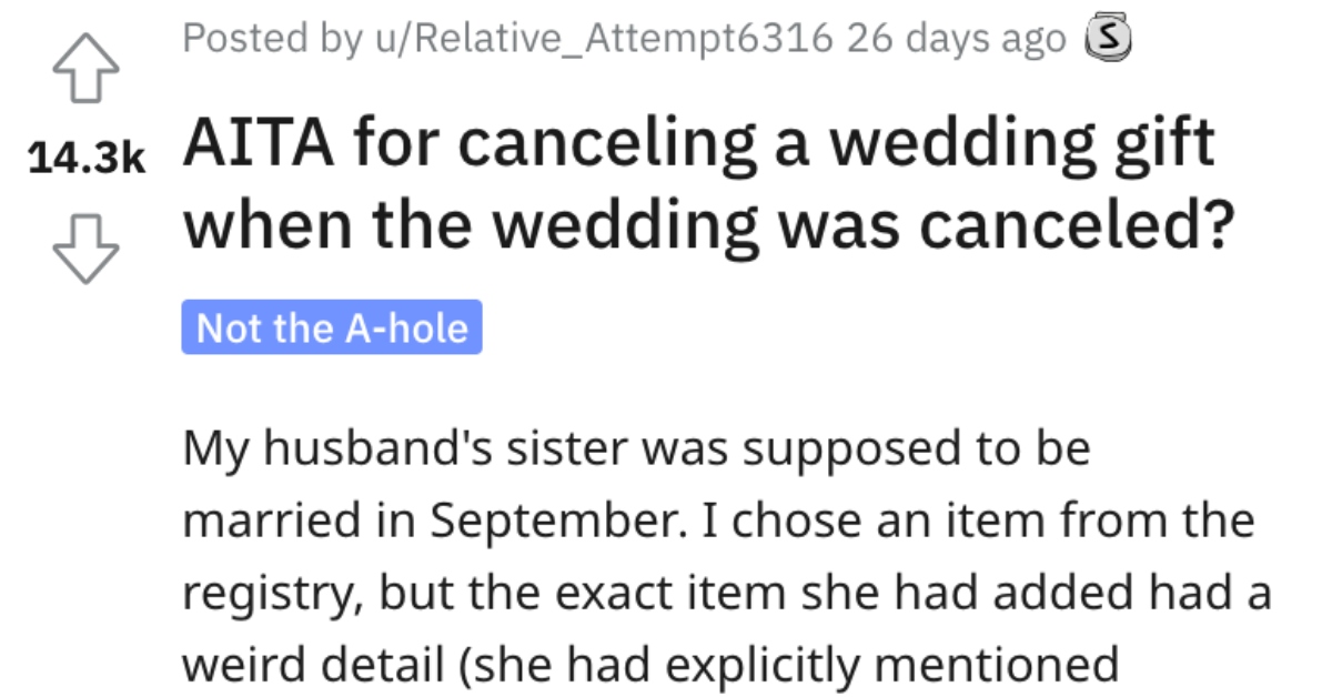 They Canceled a Wedding Gift After the Wedding Got Called Off. Are They ...