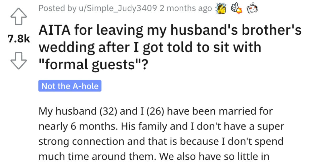 She Left Her Brother-In-Law's Wedding Abruptly. Was She Wrong?