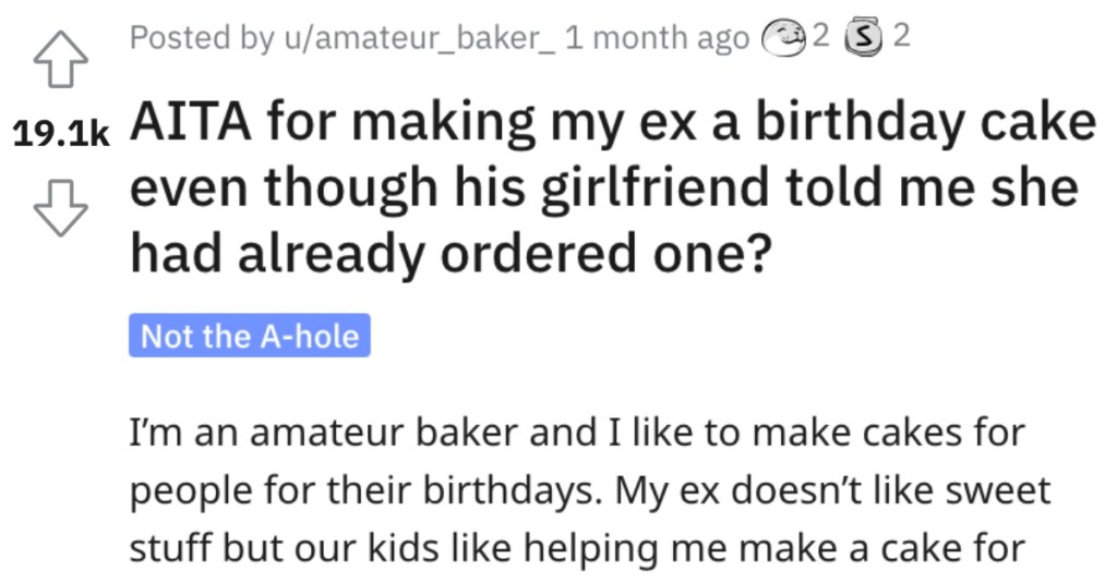 She Made a Birthday Cake for Her Ex. Was She Wrong?