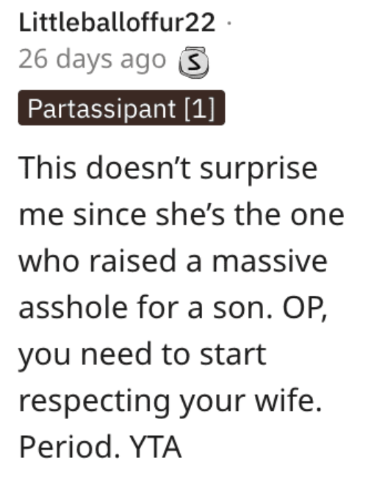 Screen Shot 2022 12 14 at 10.55.04 AM Is He Wrong for Telling His Wife to Stop Acting Out in Front of His Mom?