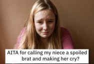 Woman Wants to Know if She’s Wrong for Calling Her Niece a Spoiled Brat and Making Her Cry