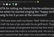 Woman Asks if She’s a Jerk for Telling Her Fiancé That He Embarrassed Her When He Sang to His Son