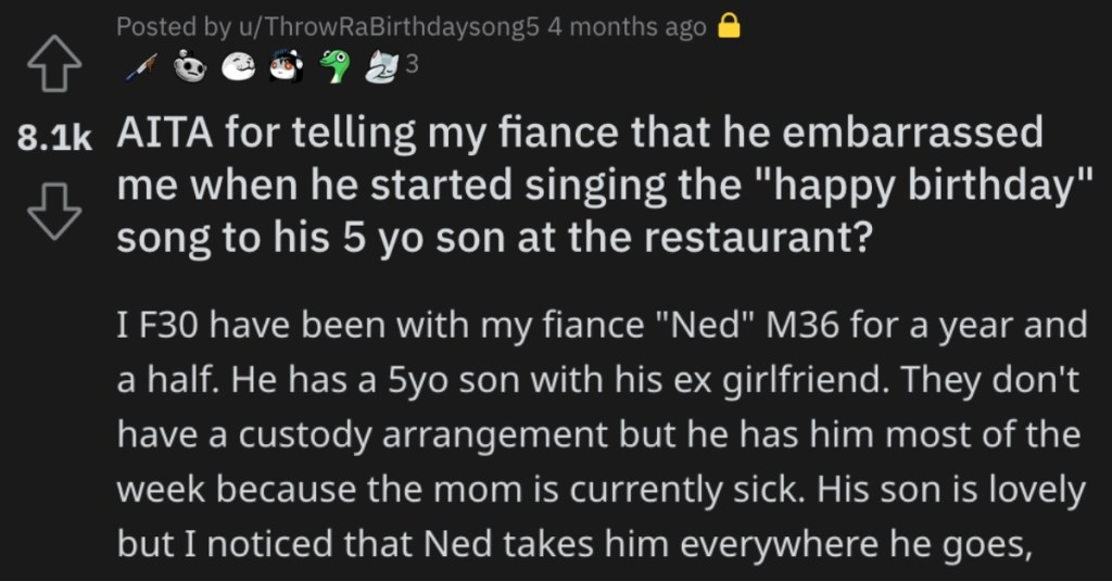 Woman Asks if She’s a Jerk for Telling Her Fiancé That He Embarrassed Her When He Sang to His Son