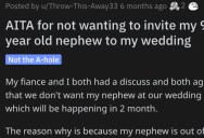 She Doesn’t Want to Invite Her Nephew to Her Wedding. Is She a Jerk?