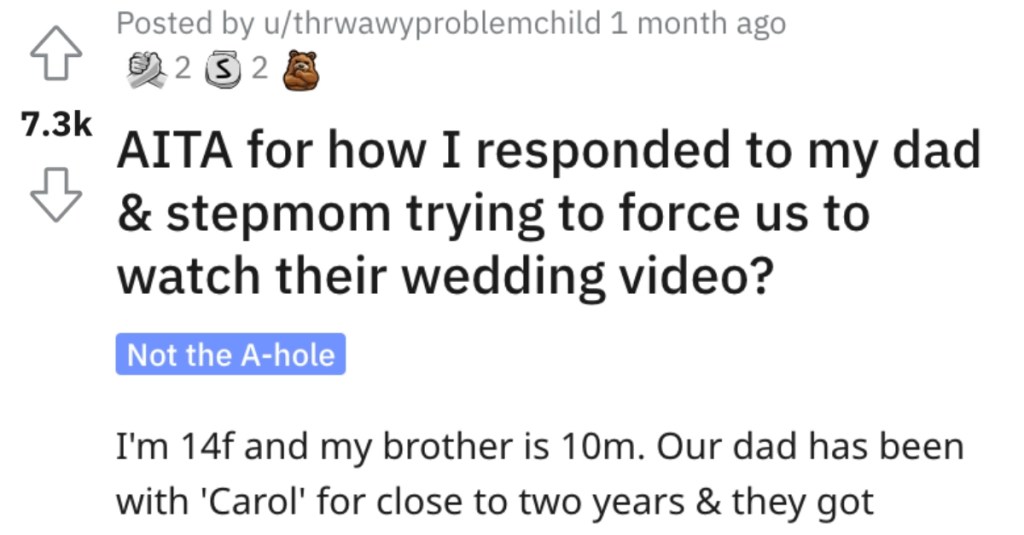Is She Wrong for How She Responded to Her Dad and Stepmom’s Wedding Video? People Responded.
