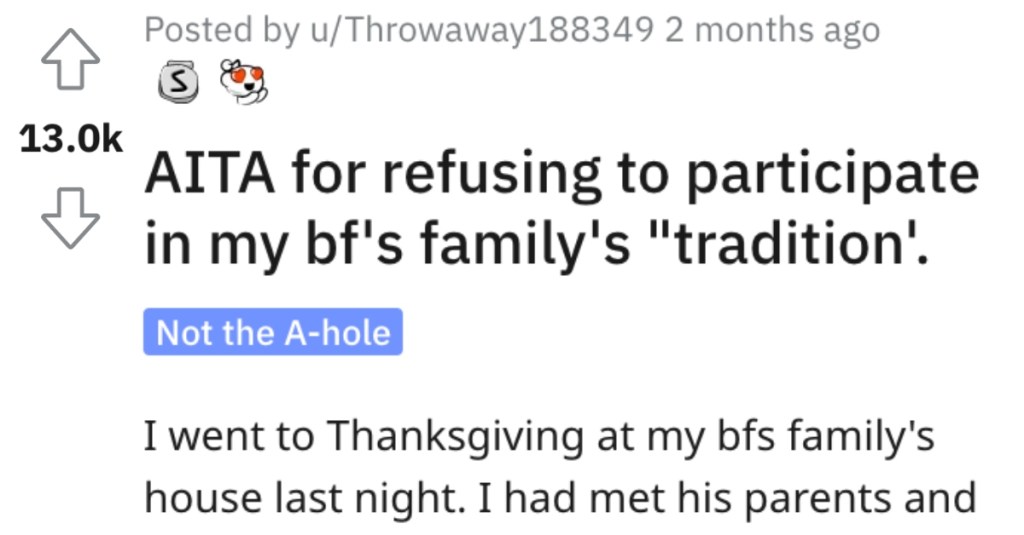 Woman Asks if She’s Wrong for Not Participating in Her Boyfriend’s Family’s Thanksgiving Traditions