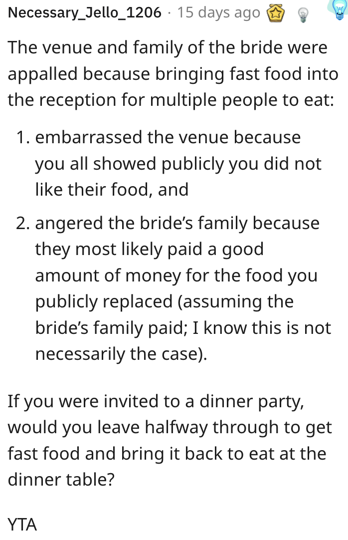 Screen Shot 2023 01 02 at 3.50.06 PM This Woman Let Her Son Bring Fast Food To A Wedding Reception And Doesnt Understand Why The Brides Family Is Upset