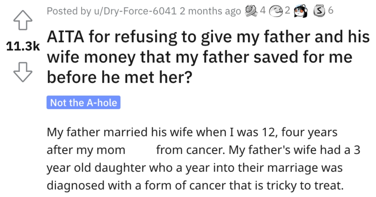 Is He Wrong for Not Giving His Father and His Wife Money? Here's What People Said.