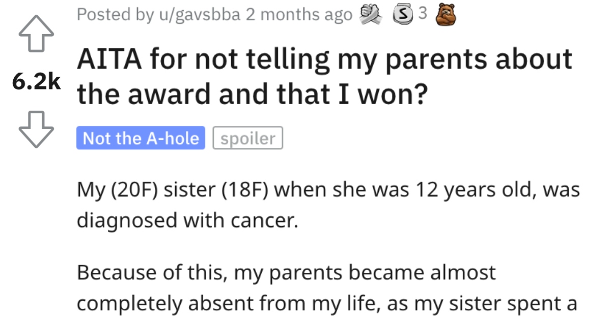 She Didn't Tell Her Parents About the Award She Won. Is She Wrong?