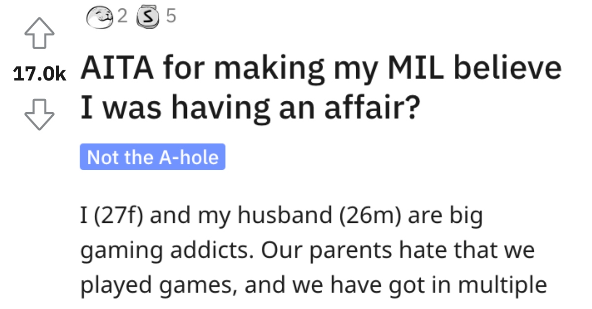 Is She Wrong for Making Her Mother-In-Law Believe She's Having an Affair? People Responded.