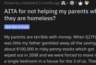 She Won’t Help Out Her Homeless Parents. Is She Going Too Far?