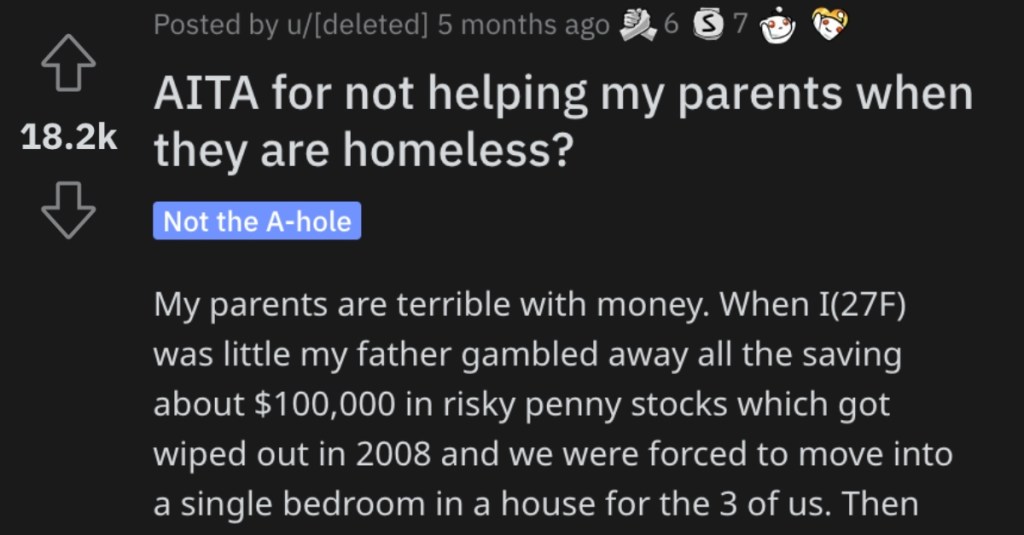 She Won’t Help Out Her Homeless Parents. Is She Going Too Far?