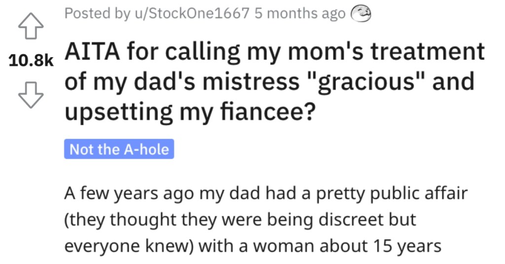 Man Asks if He’s Wrong for What He Said About His Father’s Mistress