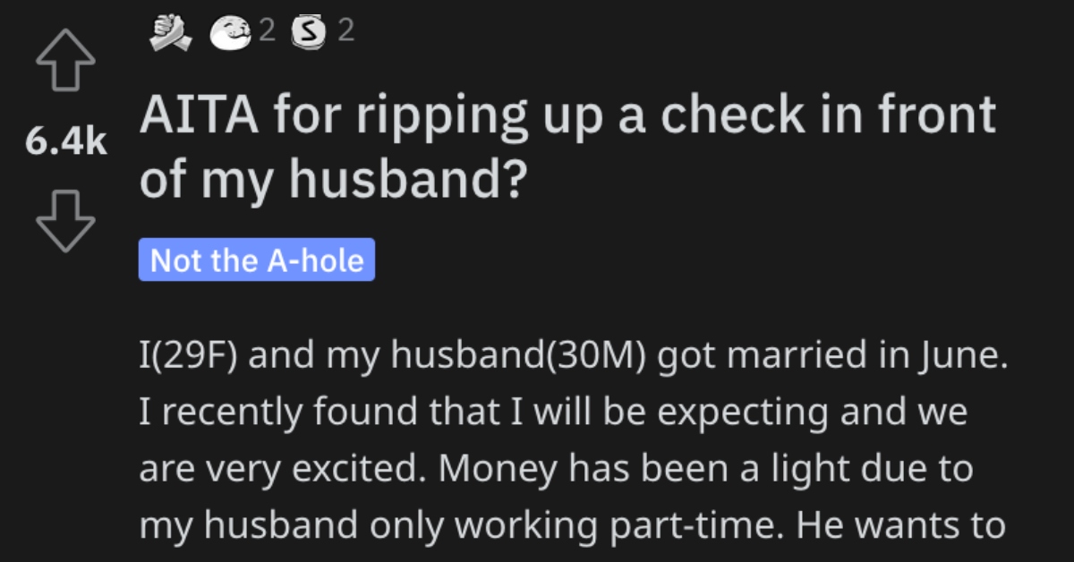 She Ripped up a Check in Front of Her Husband. Did She Cross the Line?