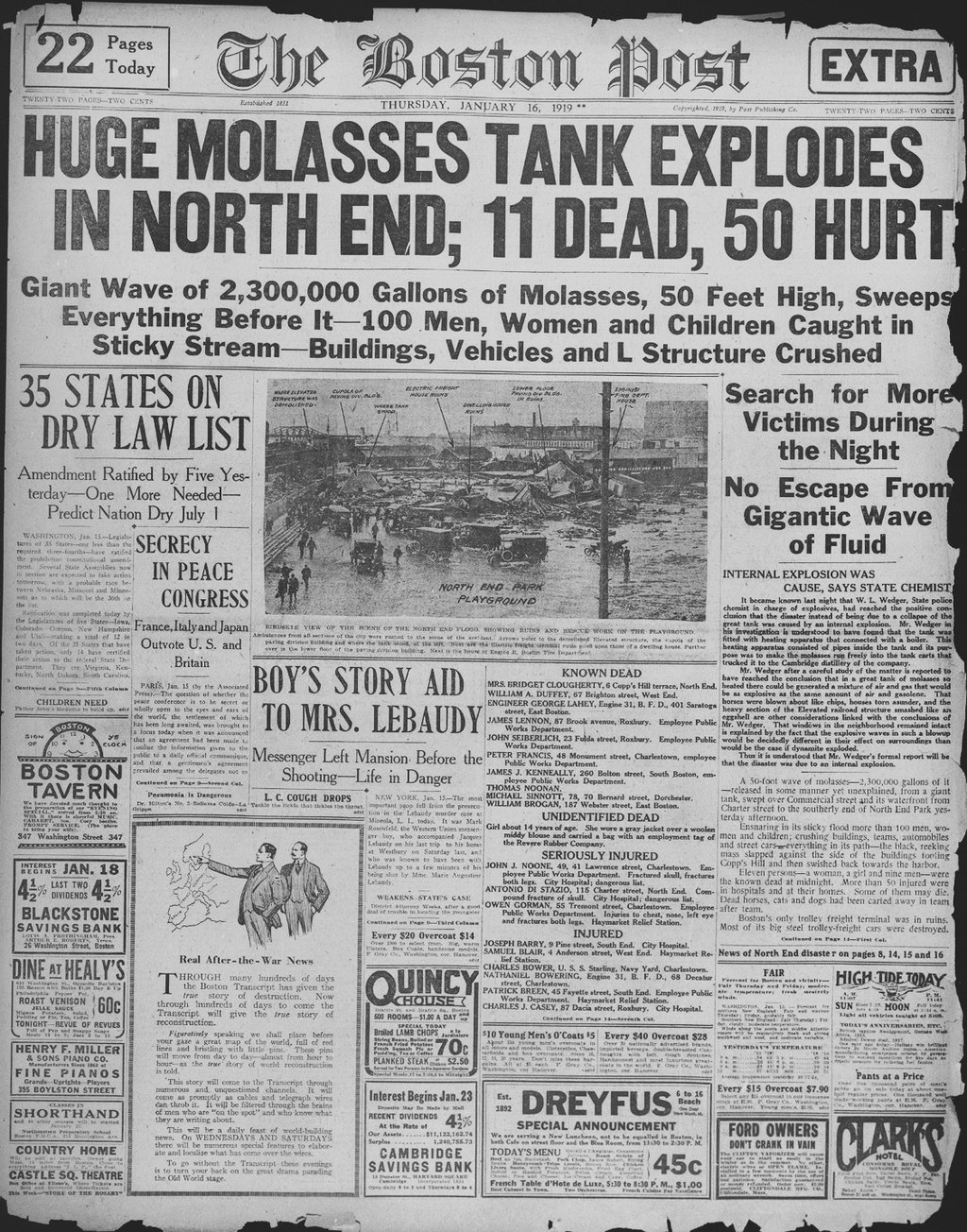 1024px Boston post January 16 1919 The 1919 Great Molasses Flood That Turned Boston Into A Sticky Mess