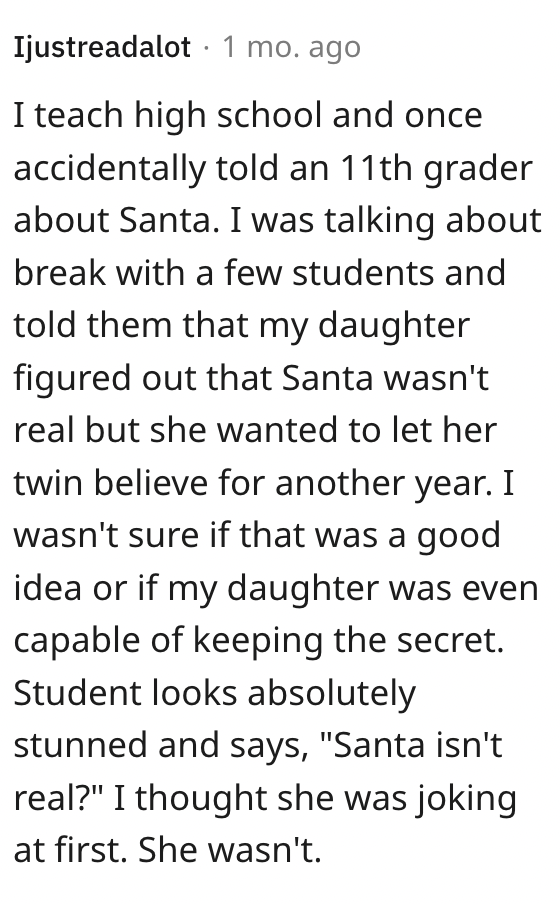 Screen Shot 2023 04 11 at 2.09.16 PM Her Parents Wanted Her To Believe In Santa. Her Aunt Told Her The Truth. Who Is In The Wrong?
