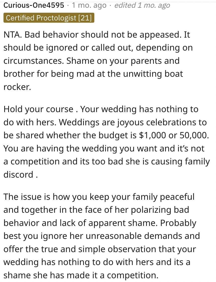 Screen Shot 2023 04 16 at 8.32.50 AM Would You Limit Your Wedding Budget In Order To Let Your Sister In Law Have A Win?