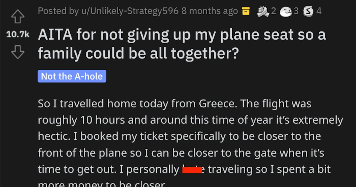 Is It Rude To Not Give Up Your Seat On The Airplane So Others Can Sit Together?