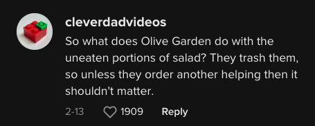 Screen Shot 2023 05 01 at 2.56.58 PM An Olive Garden Employee Says She Charged a Customer $9.99 After Catching Them Eating Soup and Salad