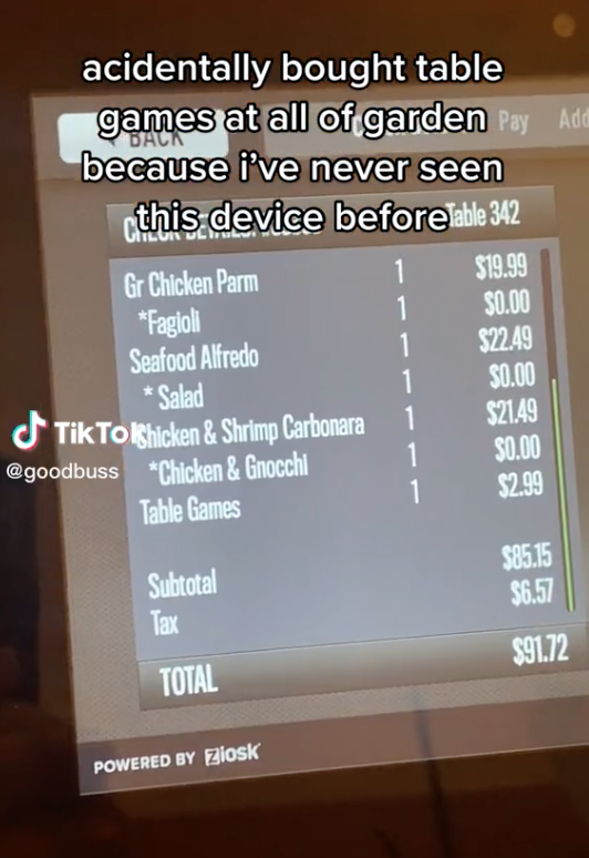 Screen Shot 2023 05 02 at 4.26.55 PM A Customer Accidentally Bought Table Games at a Kiosk When Eating at Olive Garden