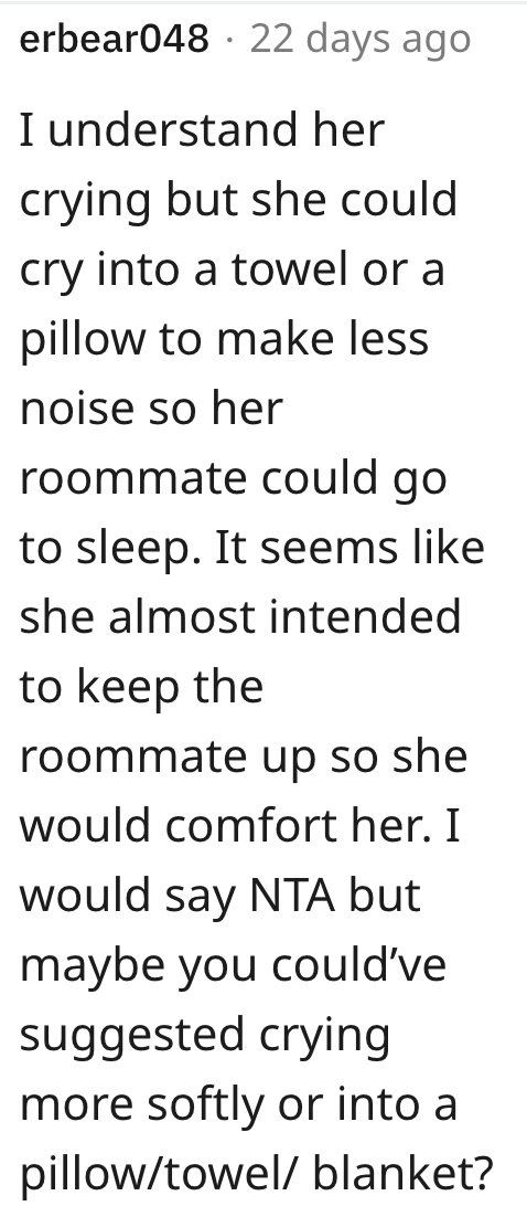 Screen Shot 2023 05 06 at 12.29.18 AM She Asked Her Roommate To Leave Until She Could Stop Crying. Was She Insensitive?