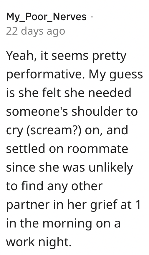 Screen Shot 2023 05 06 at 12.29.47 AM She Asked Her Roommate To Leave Until She Could Stop Crying. Was She Insensitive?