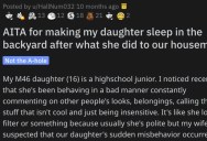 Is This Guy Wrong for Making His Daughter Sleep in the Backyard as Punishment? People Responded.