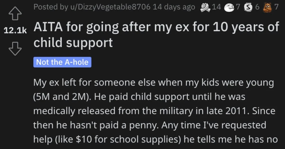 Woman Wants to Know if She's Wrong for Going After Her Ex for 10 Years of Child Support Payments