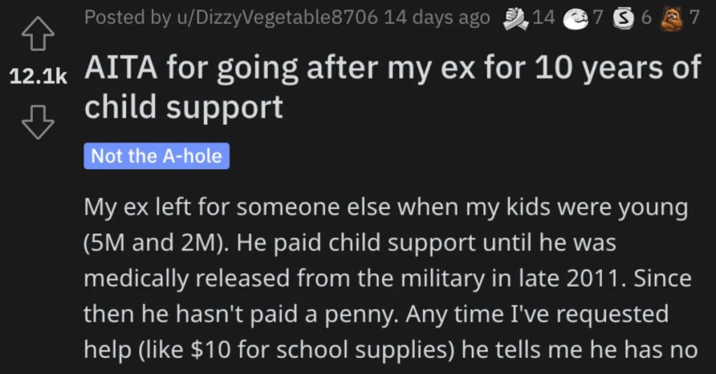 Woman Wants to Know if She’s Wrong for Going After Her Ex for 10 Years of Child Support Payments