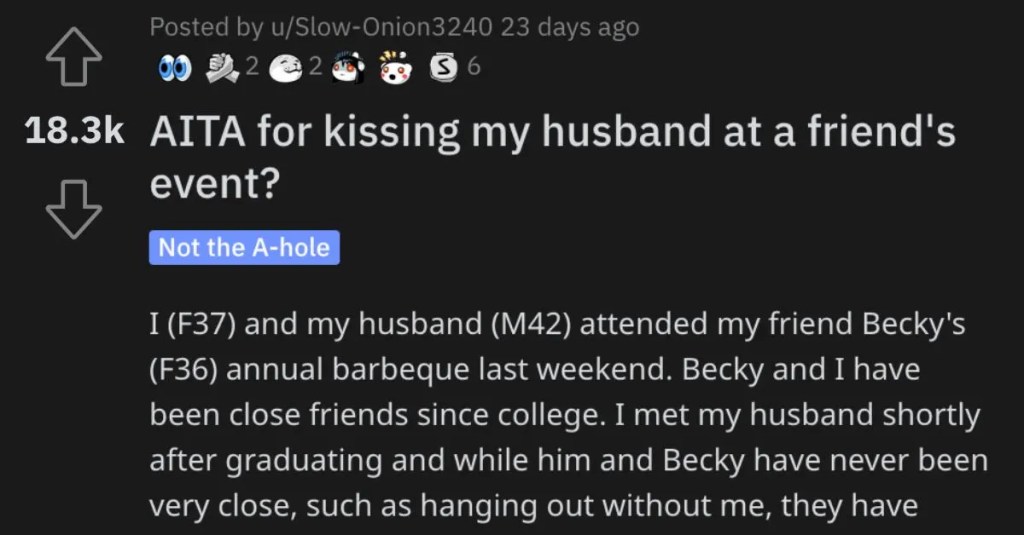  Is She Wrong for Engaging in PDA at a Friend’s Event? Here’s What People Said.