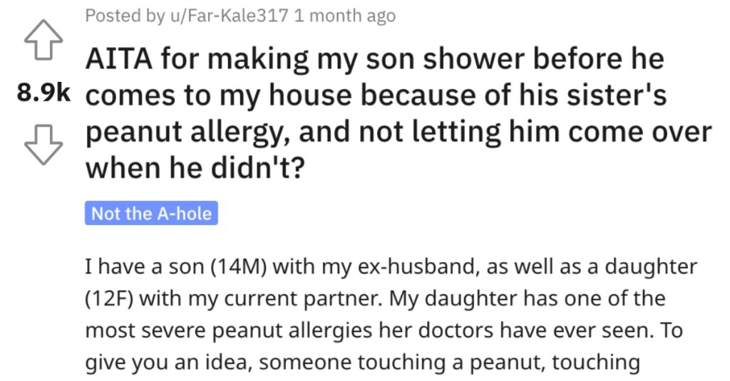 Is She Wrong for Making Her Son Shower Before He Comes to Her House? People Responded.