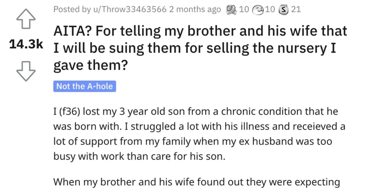  Woman Asks if She’s Wrong for Suing Her Brother and His Wife