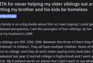 Is She Wrong for Letting Her Older Brother and His Kids Be Homeless? People Responded.