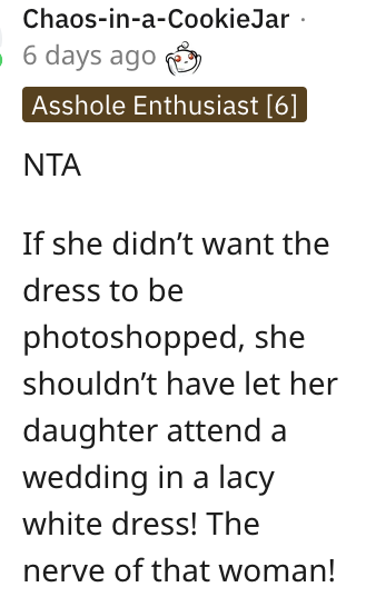 Screen Shot 2023 06 04 at 1.49.12 PM Woman Asks if She’s Wrong for Photoshopping Her Niece’s Dress in Her Wedding Photos