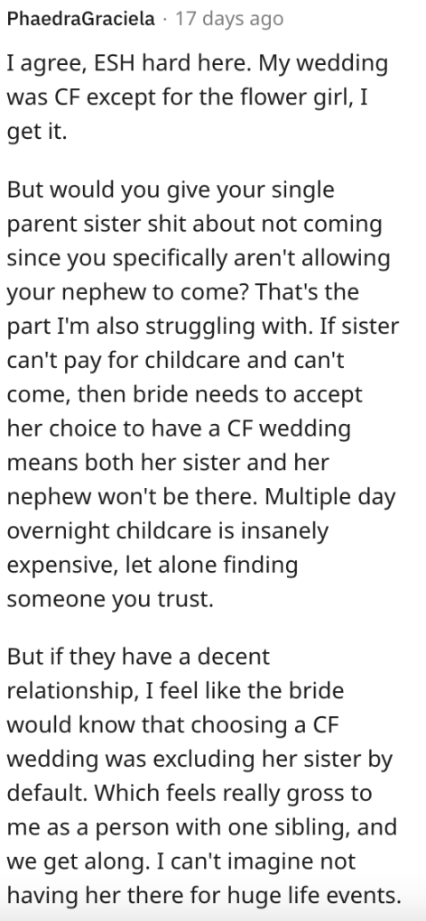 Screen Shot 2023 06 11 at 5.14.40 PM Woman Asks if She’s Wrong for Telling Her Sister She Needs to Pay for Child Care or She Won’t Attend Her Wedding