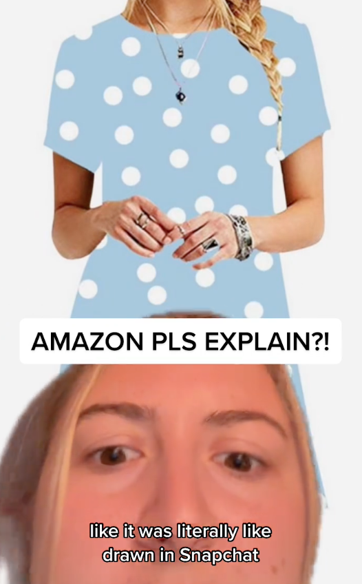 Screen Shot 2023 06 20 at 12.06.10 PM A Woman Asked Questions About an Amazon Dress That Looks Like a Cartoon