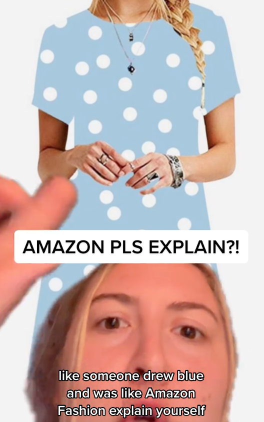 Screen Shot 2023 06 20 at 12.06.23 PM 1 A Woman Asked Questions About an Amazon Dress That Looks Like a Cartoon