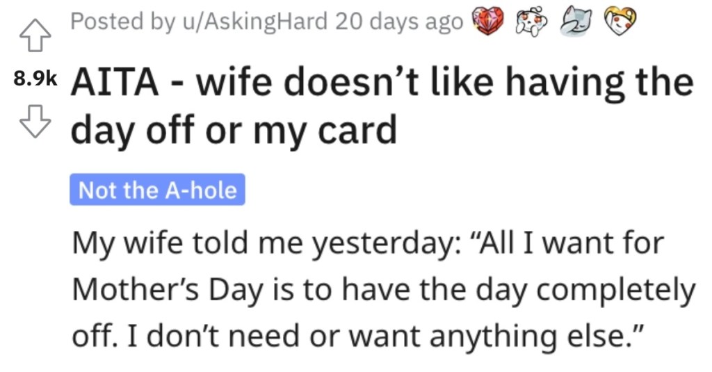 Man Asks if He’s Wrong Because His Wife Got Mad at Him About Mother’s Day
