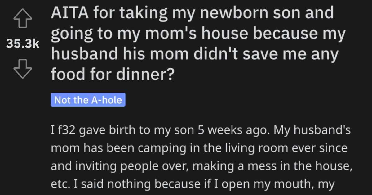 She Took Her Baby to Her Mom's House Because No One Saved Her Any Food. Did She Go Too Far?