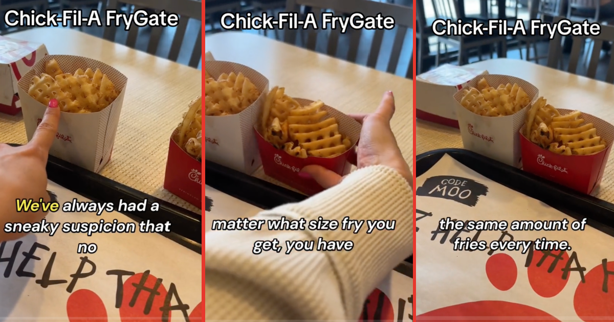 ChickFilAFries Chick Fil A FryGate! One Customer Says The Chain Gives You The Same Amount Of Fries No Matter The Size