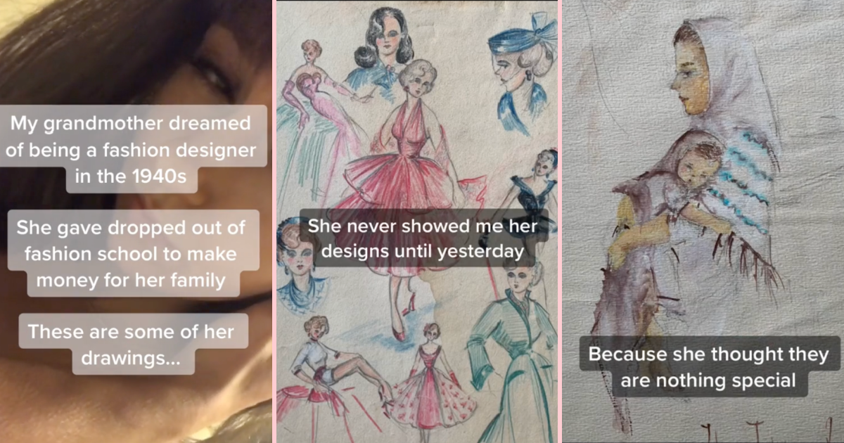 GrandmothersDressDesigns She thought they were nothing special. This Woman Used Her Grandmothers Beautiful Fashion Sketches From The 1940s To Create Gorgeous Gowns